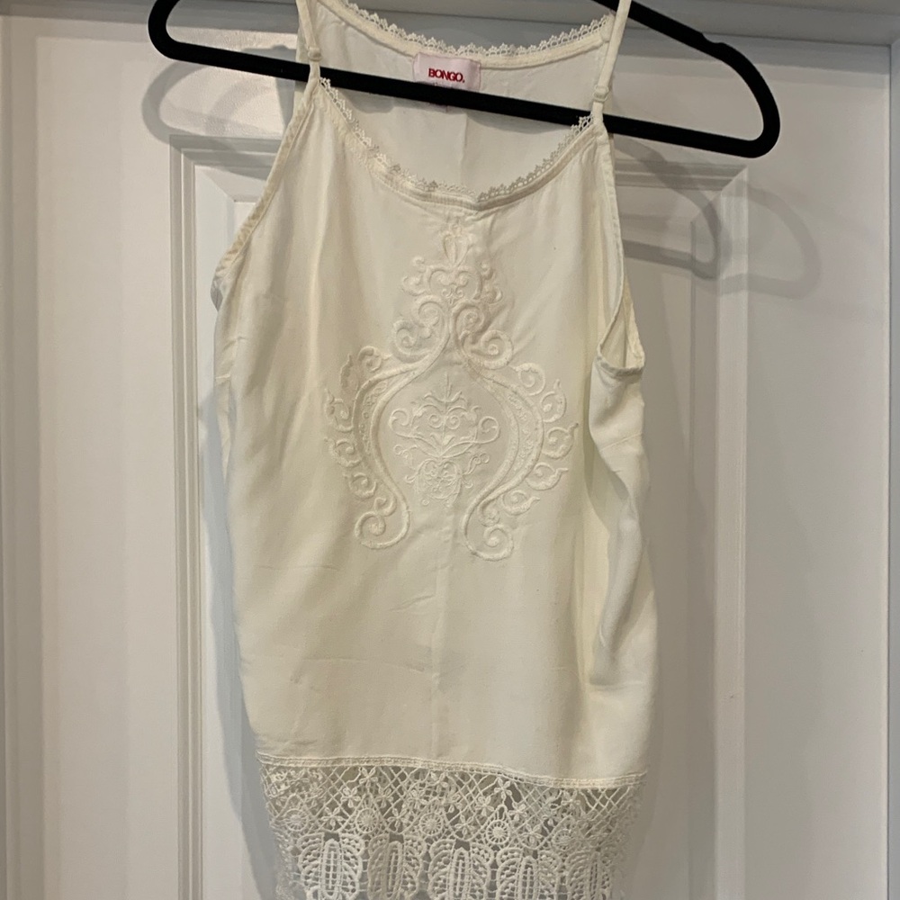 BONGO Cream Lace-Trim Crochet Hem Camisole medium vintage excellent
